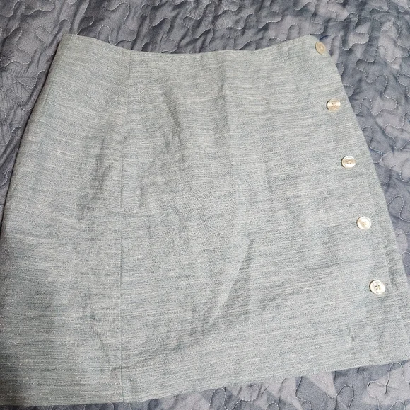 Womens Elegant Light Ice Blue Button Skirt - Picture 3 of 12